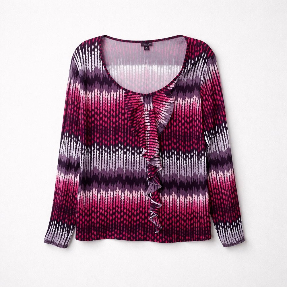 East 5th Size XL Modern Print Polyester Spandex Blouse
